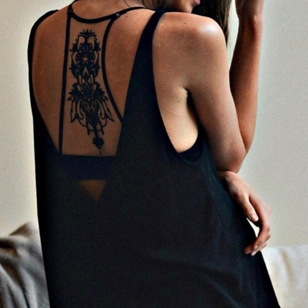 Floral Tattoo Embroidered Mesh Racerback Bralette - Picture 4 of 12